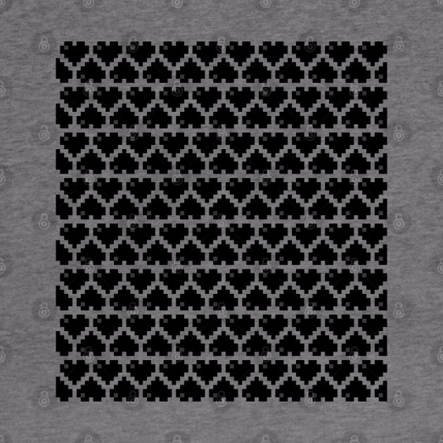 Seamless Pattern of Black Pixel Hearts by gkillerb
